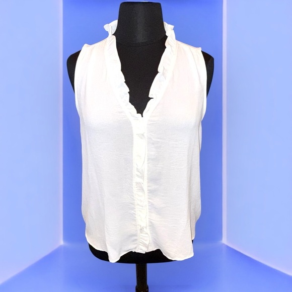 GIBSONLOOK Cyndi Ruffle Placket Button Front Blouse - XXL Ivory - Picture 1 of 10